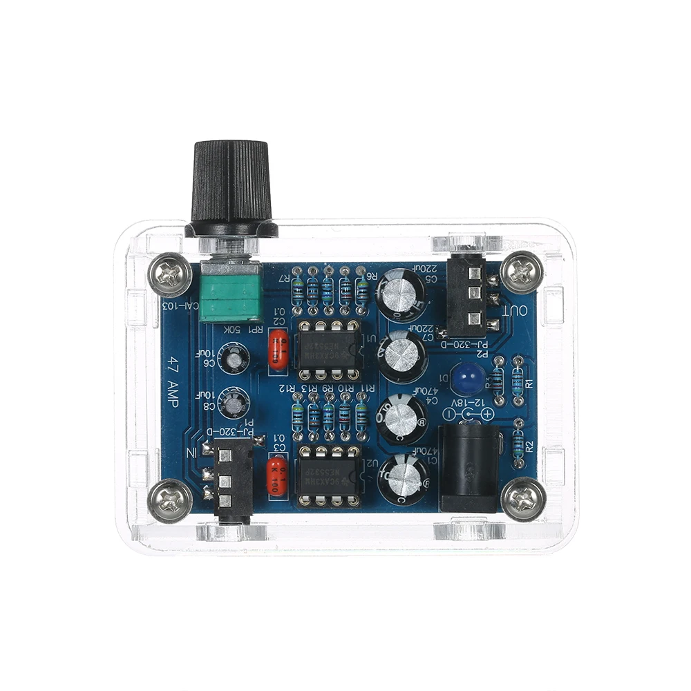 47 Amp NE5532 Hi-Fi Headphone DIY Amplifier Kit with Transparent Housing DC9V-18V good sound quality | Инструменты