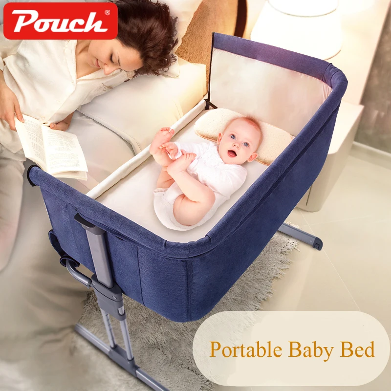 

Pouch baby crib Folding crib With roller Travel bed Portable Convenience to take Quality material cloth Big space cribs