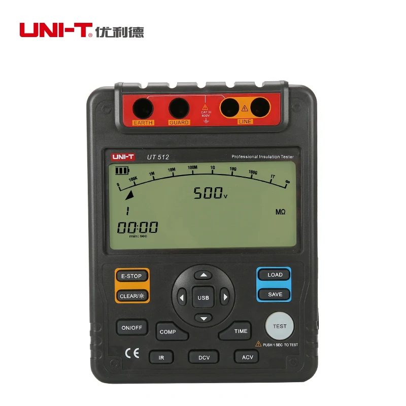 UNI-T UT512 Digital Insulation Resistance Tester Meter Megohmmeter Low Ohm Ohmmeter Voltmeter Auto Range 2500v Usb Interface ohm |
