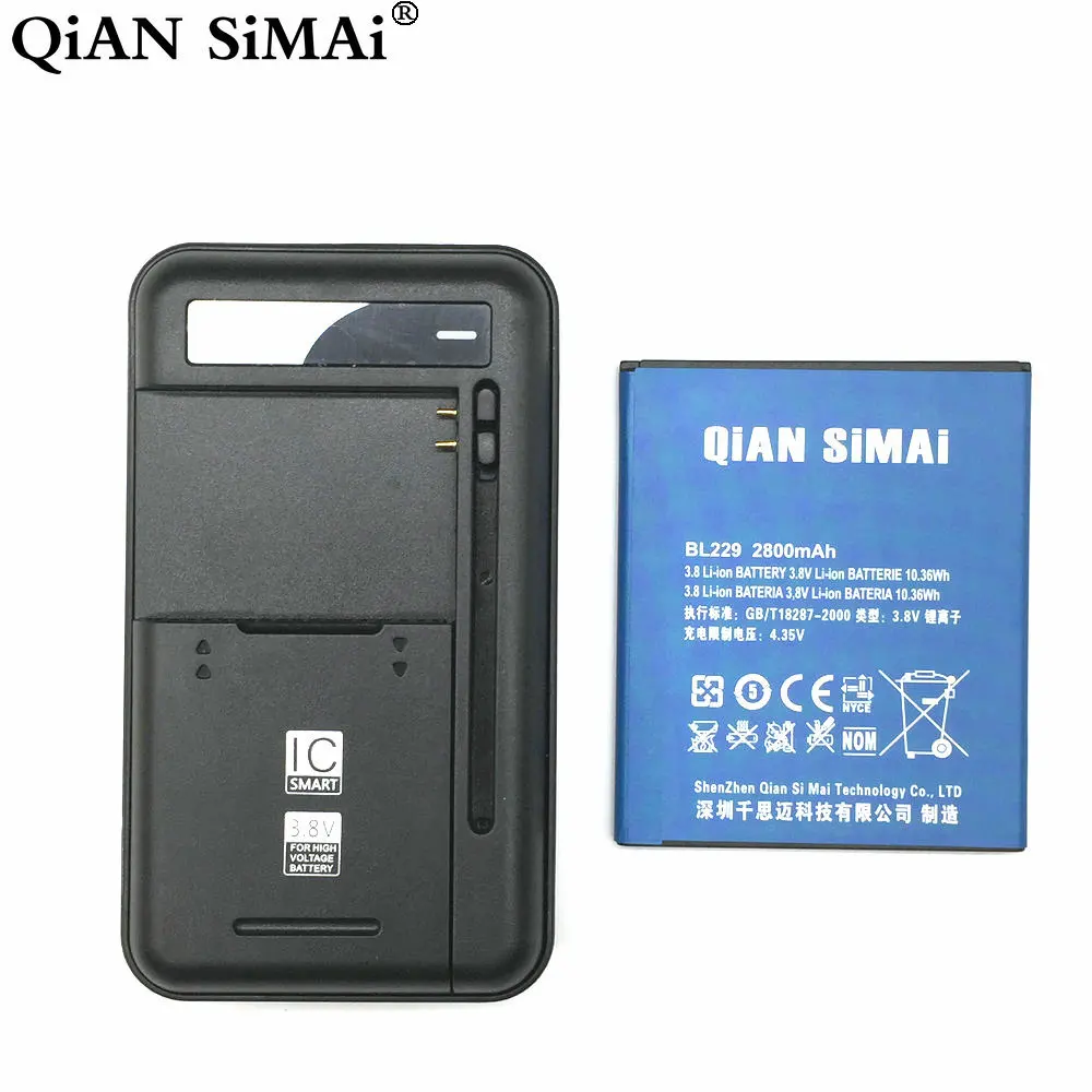 QiAN SiMAi 1 шт. Универсальное зарядное устройство + BL229 батарея 2800 мАч Высокое