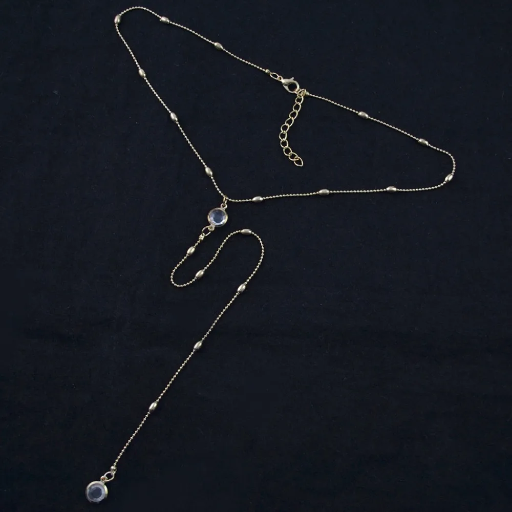 

Moon Star Pendant Necklace Gold Bead Chain Crystal Simple Fashion Style Feminine Charm Accessories.