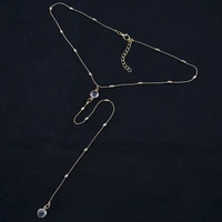 moon star pendant necklace gold bead chain crystal simple fashion style feminine charm accessories