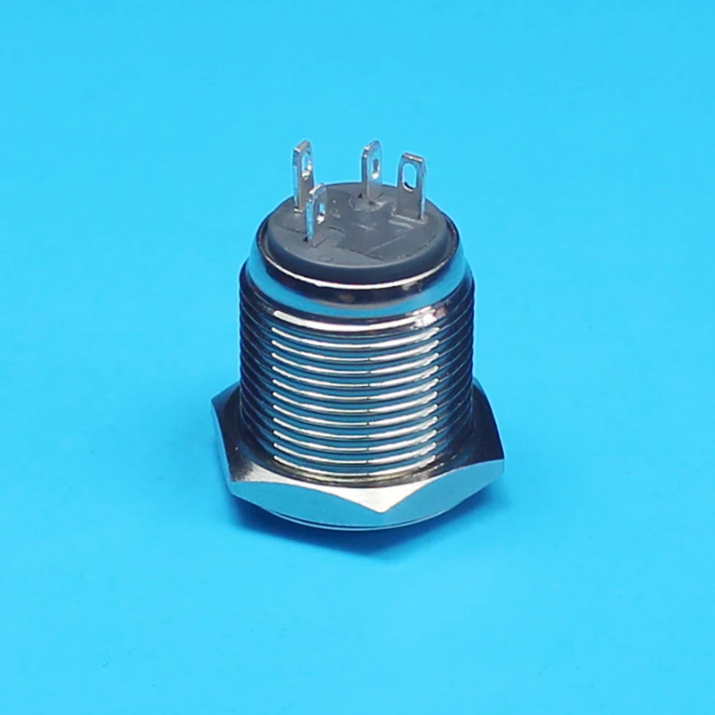 TY 1662 shortest design latching metal push button switch with LED light flat round head blue housing waterproof | Обустройство дома