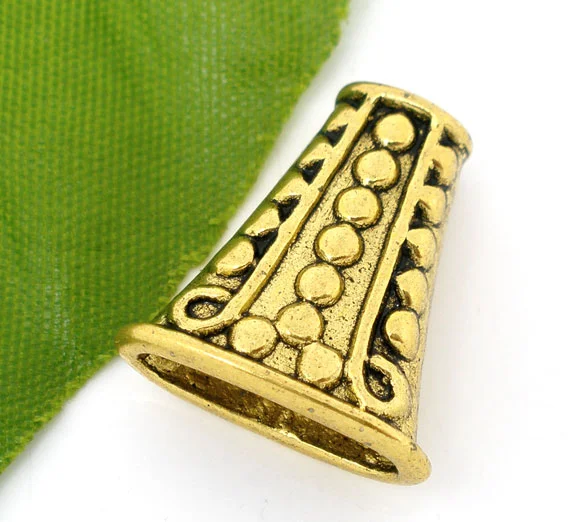 

Doreen Box Милые 10 шт. золотистые плоские шапочки для бусин фурнитура 19x17 мм (B04845)