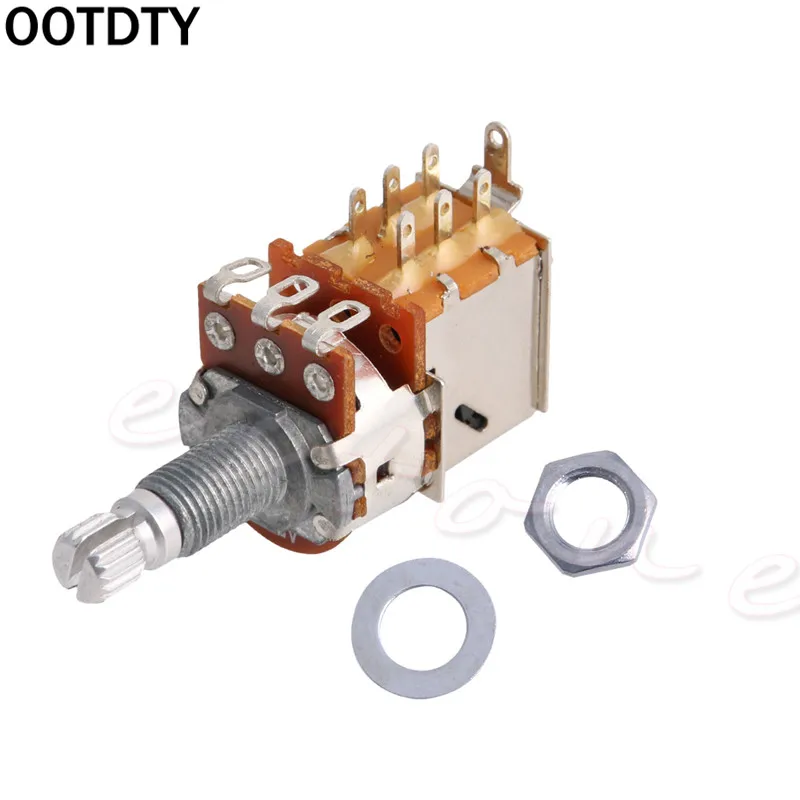 OOTDTY A500K потенциометр кнопочный переключатель шлицевой DPDT горшок Shaft18mm