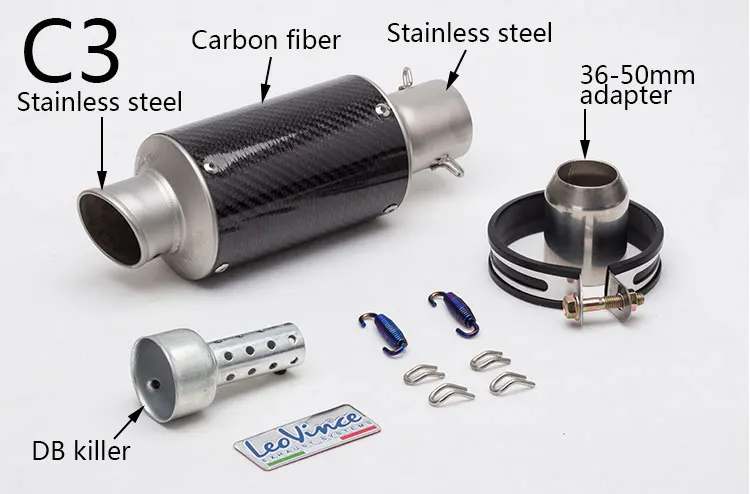C3 muffler pipe Модифицированная leovince выхлопная мото rcycle выхлопная труба CBR YZF GY6 скутер 250cc мото rbike 51 мм Глушитель tubo escape moto аксессуары - Цвет: C3 muffler pipe