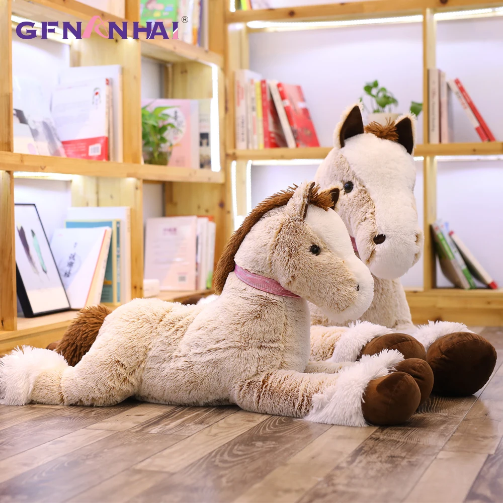 Новая гигантская имитация лошади плюшевые игрушки мягкая милая кукла животное