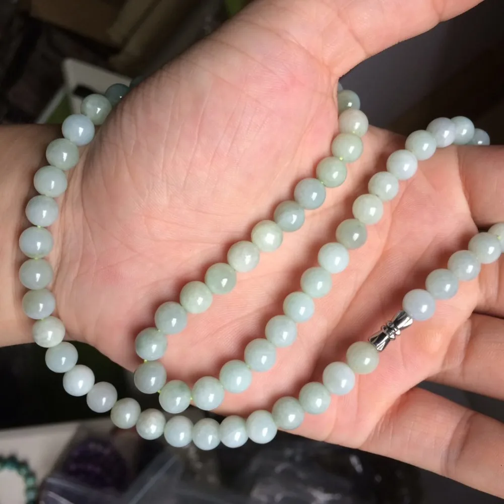 Ожерелье из бисера натурального нефрита 8 мм | Украшения и аксессуары