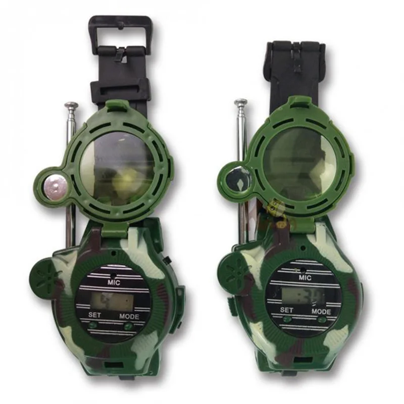 2Pcs7 в 1 Беспроводные Walkie Talkie часы Дети Открытый интерактивный интерфон