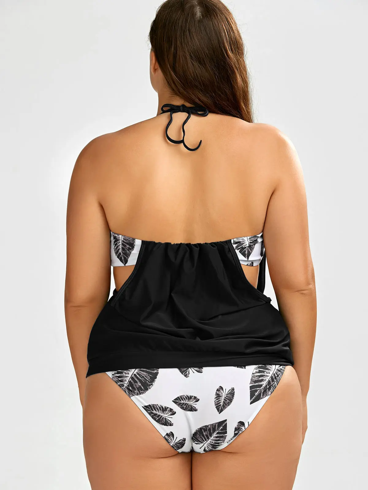 Wipalo Plus Size 5XL Women Set Summer Tropical Halter Open Back Print Tank Top Briefs Casual Two Piece Suits Sexy Beach Wear