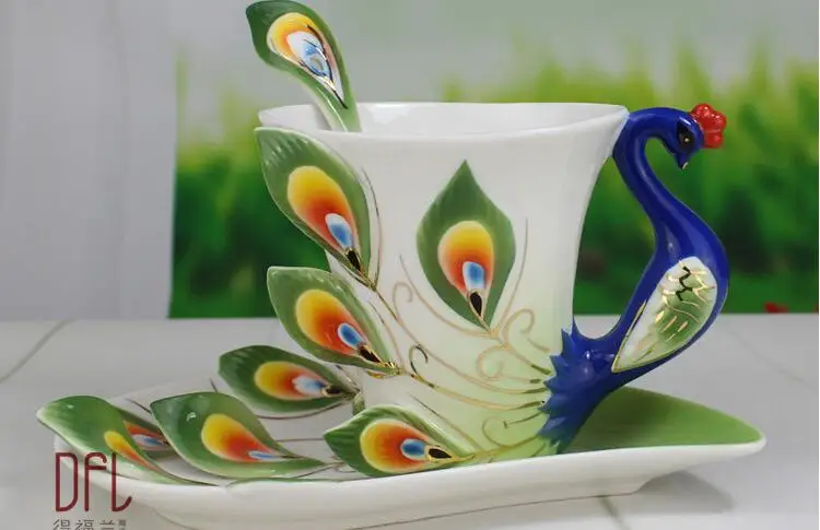 Креативные керамические кружки с большим павлином для кофе|creative mug|coffee cuppeacock coffee
