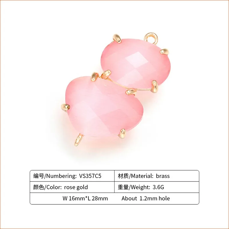 pink ZHUKOU 16*28 мм Высокое качество Латунь кубического циркония Подвески-соединители DIY ювелирных изделий Модель: VS357 - Цвет: pink