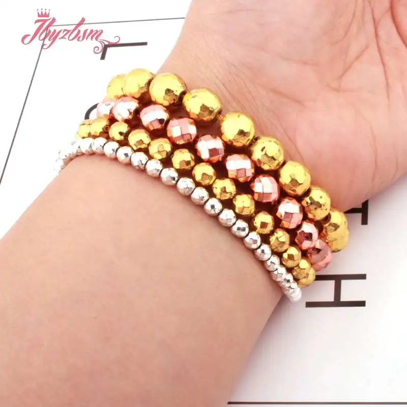 Бусины Из Натурального Гематита круглые бусины ограненные серебристые розовые