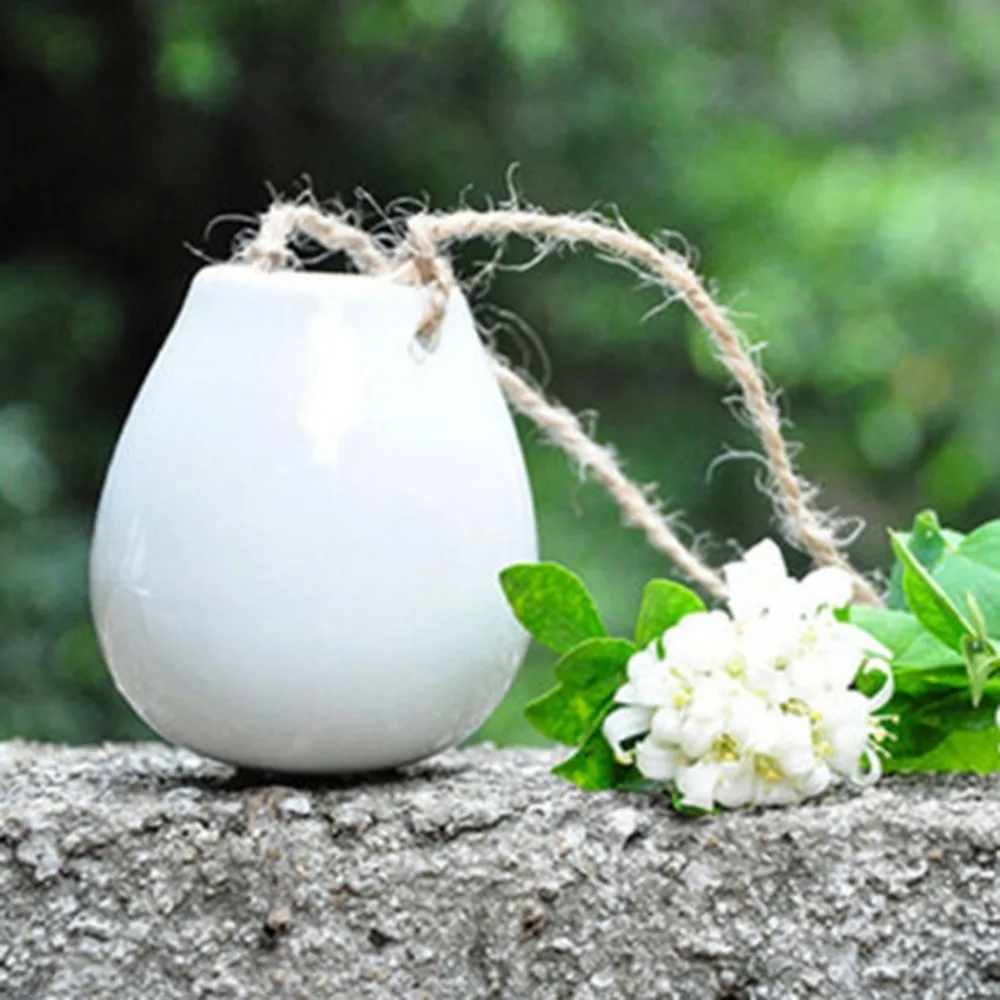 Новый креативный белый керамический подвесной цветочный горшок Imixlot с веревкой в