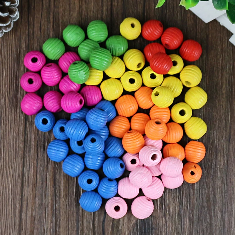 50 шт DIY круглые бусины из натурального дерева 13*14 мм шаровые модные ювелирные