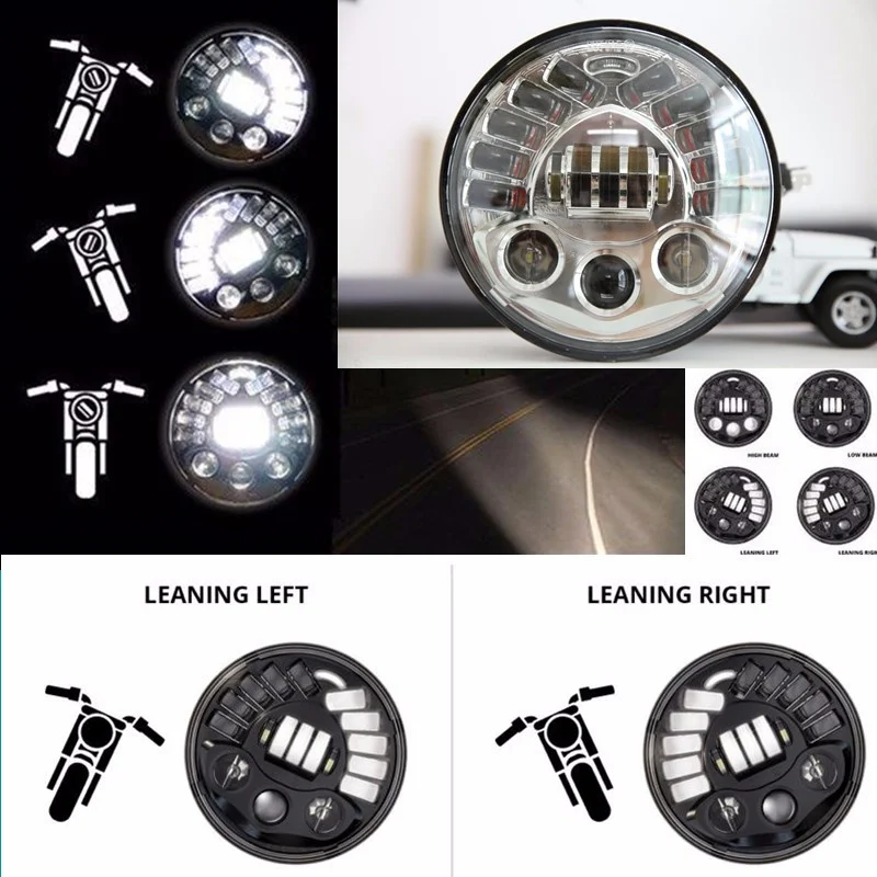 

FADUIES 7inch Chrome Motorcycle LED Adaptive Headlight 7" LED Adaptive Headlight For BMW R NineT R9T Harley- Motorcycle