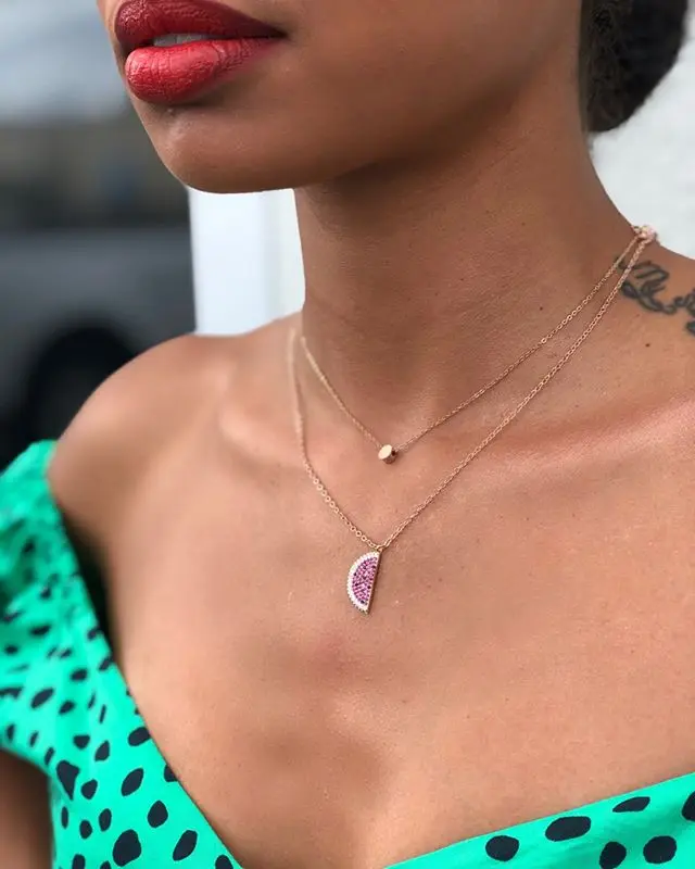 Женское ожерелье с кулоном в виде вкусных фруктов розовое золото 2021 пробы кулон