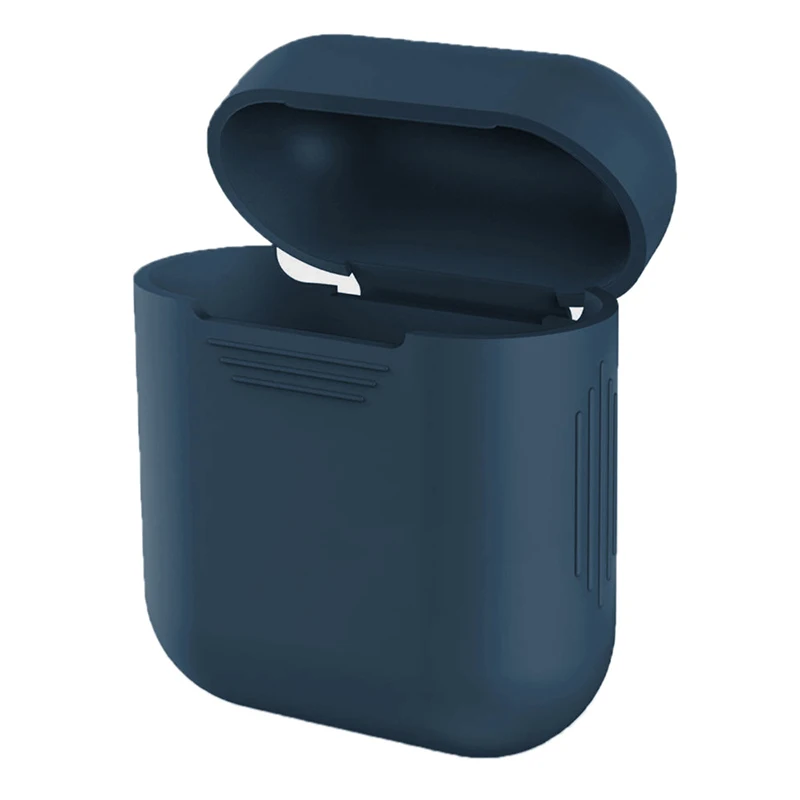 blue Силиконовый противоударный защитный чехол для Apple AirPods, кожный чехол для AirPods, настоящая Беспроводная коробка для наушников, аксессуары - Цвет: blue