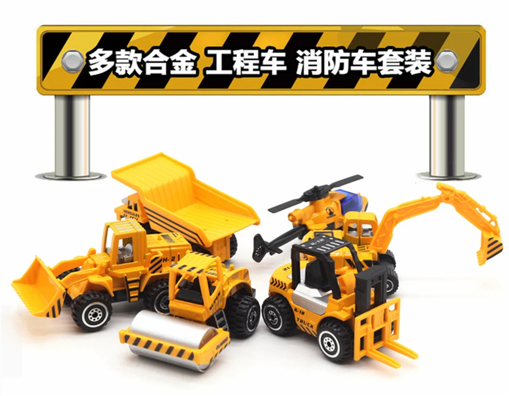 6 шт./компл. 1: 64 сплав инженерной Модель автомобиля игрушек Roller трактор самосвал гусеничный экскаватор погрузчик транспортных средств дети играют под давлением слепков игрушки