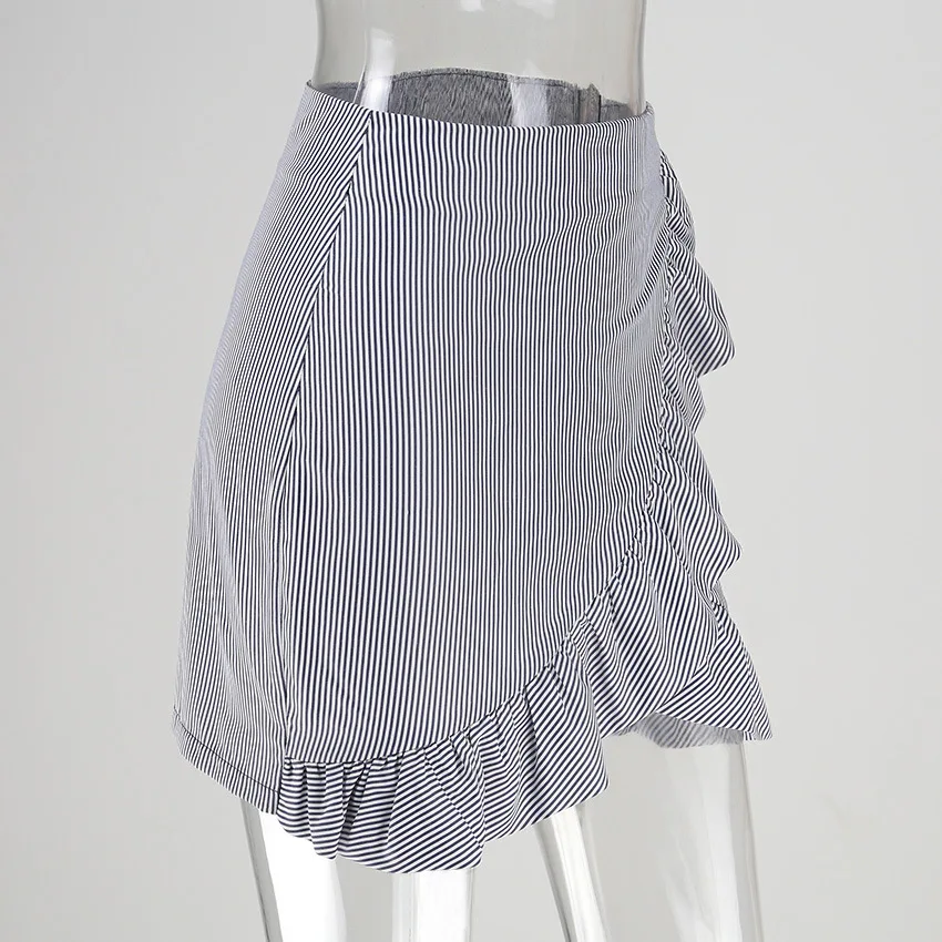 Мини юбка карандаш в черно белую полоску с высокой талией Женская русалочкой 2017