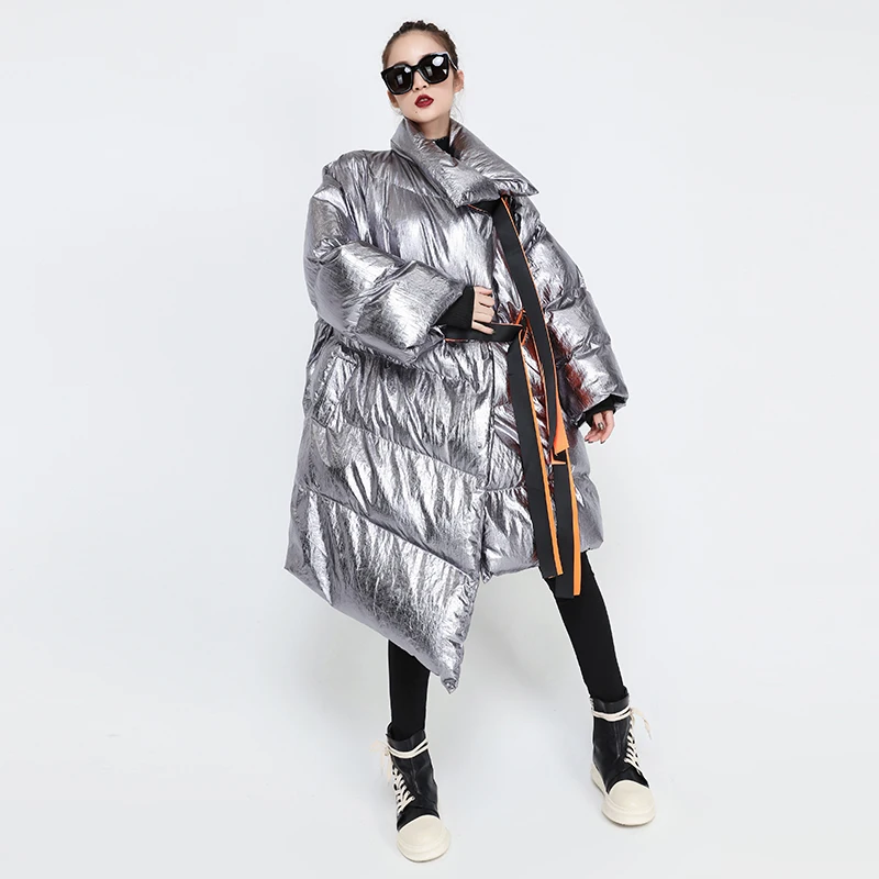 Женские зимние Пуховые хлопковые пальто роскошные корейские женские блестящие