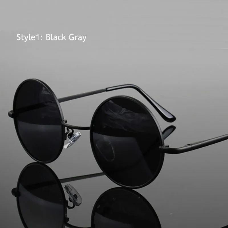C1 Black Ретро Классические винтажные круглые поляризованные солнцезащитные очки мужские брендовые дизайнерские солнцезащитные очки женские металлические оправы черные линзы очки для вождения - Цвет линз: C1 Black