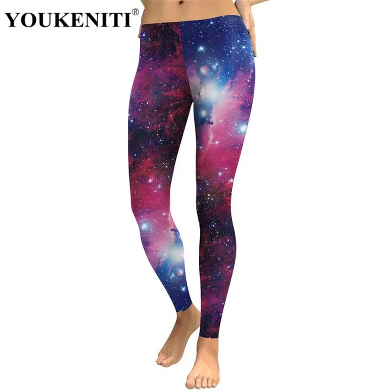 Youkeniti Новый 3D Цифровая печать Galaxy Модные принты женские ботильоны Длина Брюки для
