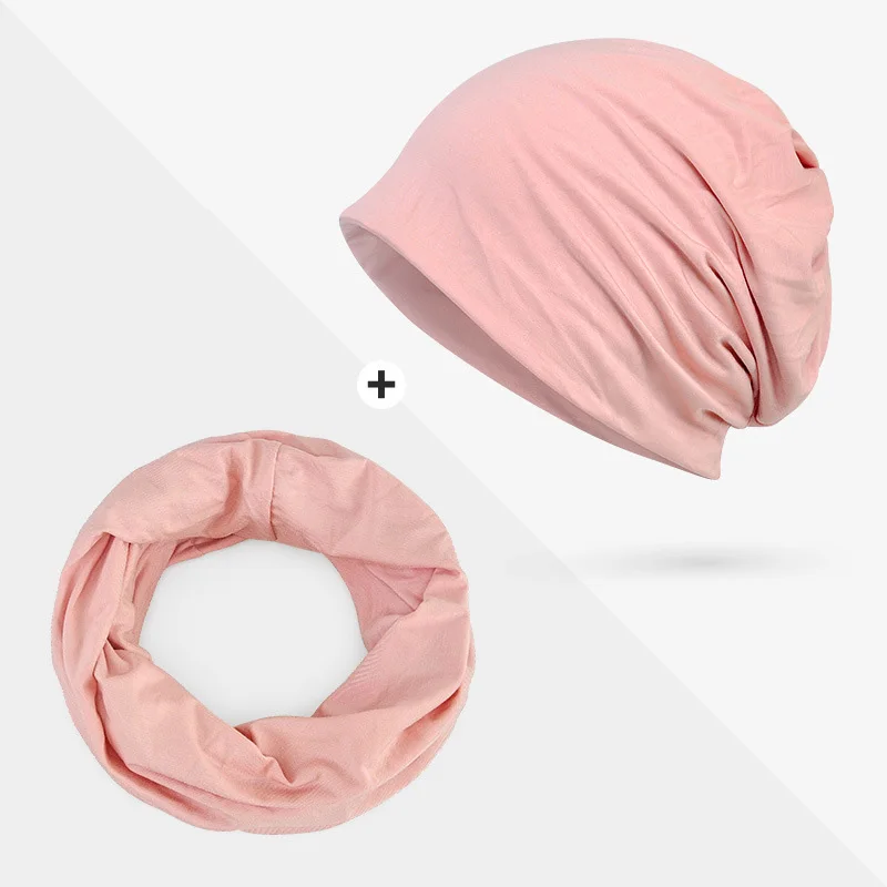 pink Новинка, тонкая весенне-летняя шапочка-тюрбан, кепки для беременных женщин, ночнушка, повседневная шапка Skullies, мужские и женские шапки, шейный шарф двойного назначения - Цвет: pink