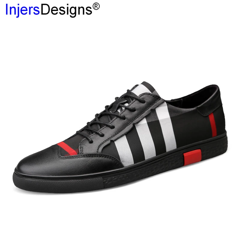 Hot Sale Skateboarding Shoes Mens Trainers Genuine Leather+Fabric Casual Lace-Up Breathable Soft Sneakers Plus Size 36-46 | Обувь