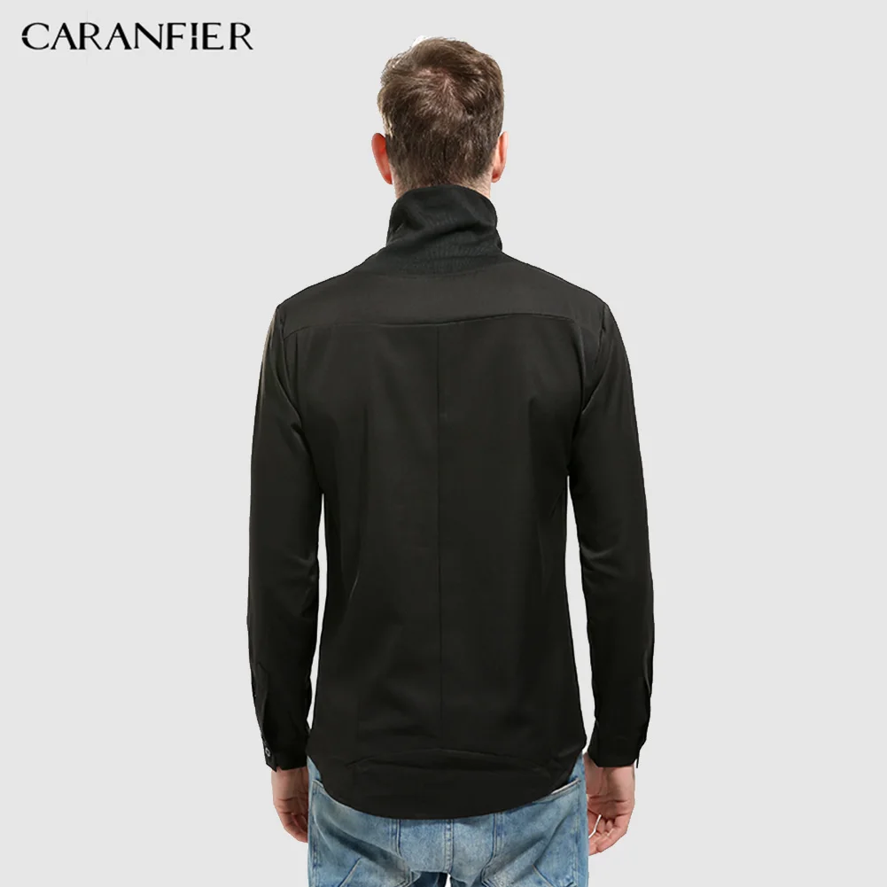 Модные повседневные мужские футболки CARANFIER с длинным рукавом двухслойный