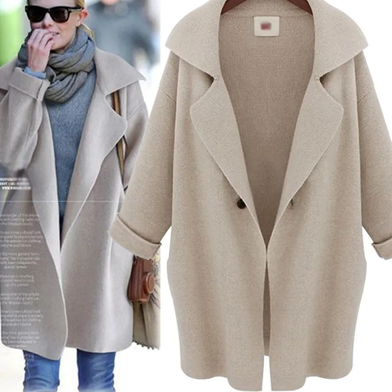 Женская трикотажная куртка LANMREM свободная с длинным рукавом однобортная