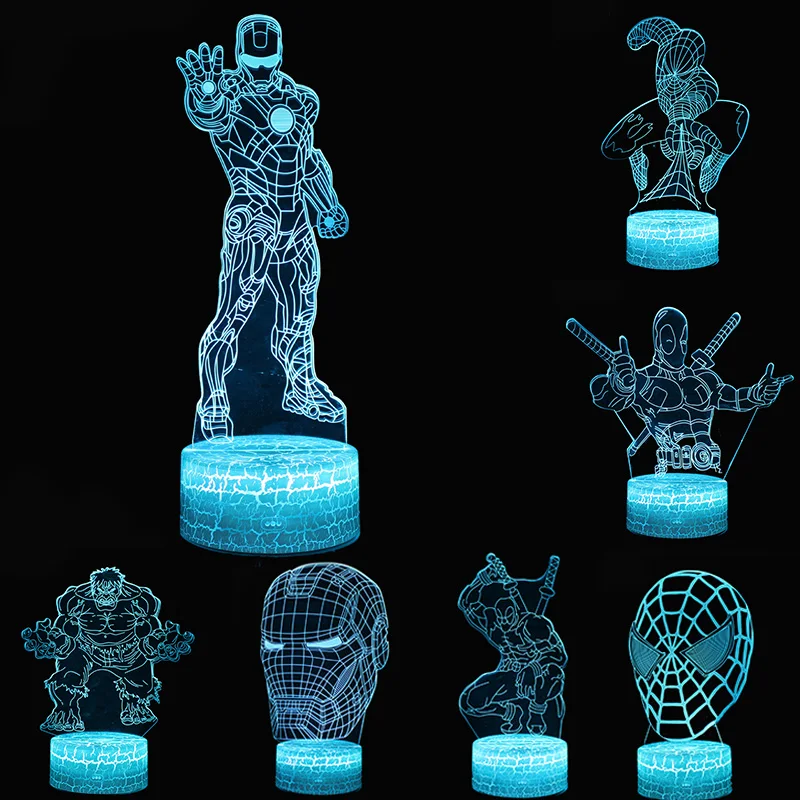 3D супергерой серии LED оригинальность ночные светильники атмосфера настольная