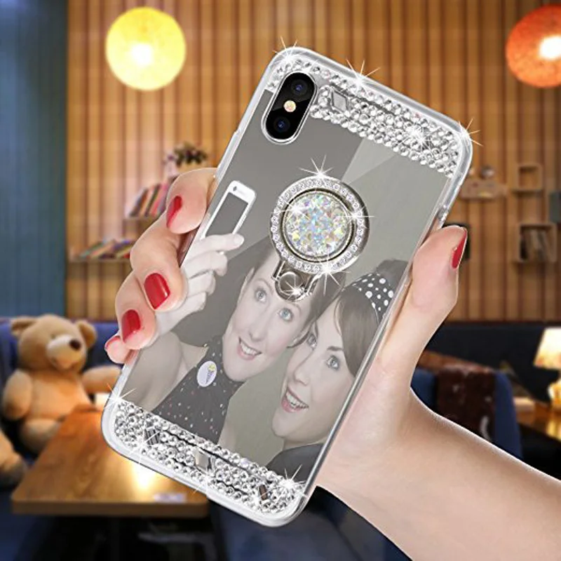 Чехлы для телефонов iPhone 11 Pro Max мягкий зеркальный чехол с блестящим алмазным
