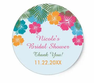 

1.5inch Tropical Hawaiian Hibiscus Bridal Shower Sticker