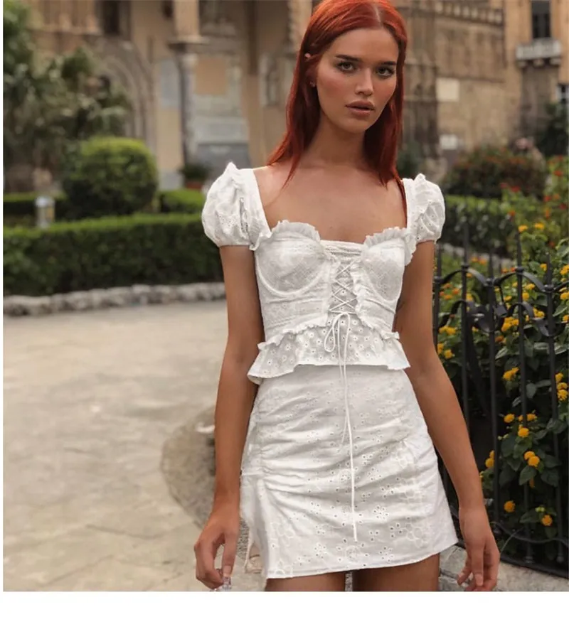 New arrive sexy women white lace tops shorts mini cute | Женская одежда