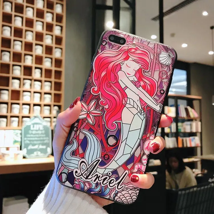 style2 3D Ретро рельефный чехол для телефона s для iphone 8, 7, 6, 6S Plus, милый мультяшный Алиса, Русалка, чехол с принцессой для iphone XR, XS, MAX, X, чехол - Цвет: style2