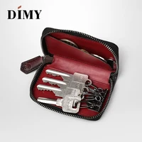 dimy mens leather key wallets business fashion key hooks bag coin purse card slots simple large capacity key ring storage pouch