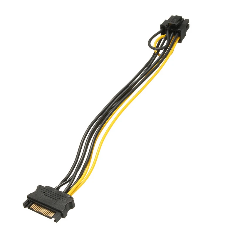 5 шт./лот 15pin мужской SATA к 8pin(6 + 2) PCI-E кабель питания 20 см двойной sata 8 стежков на