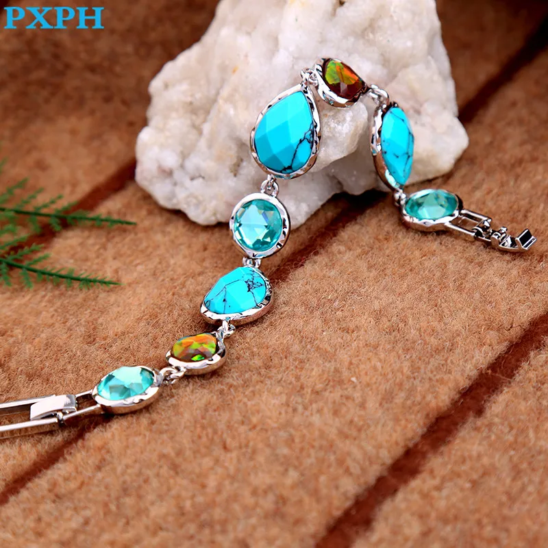 Роскошные ретро капли воды синий камень браслет для Для женщин B451|bracelets for|crystal