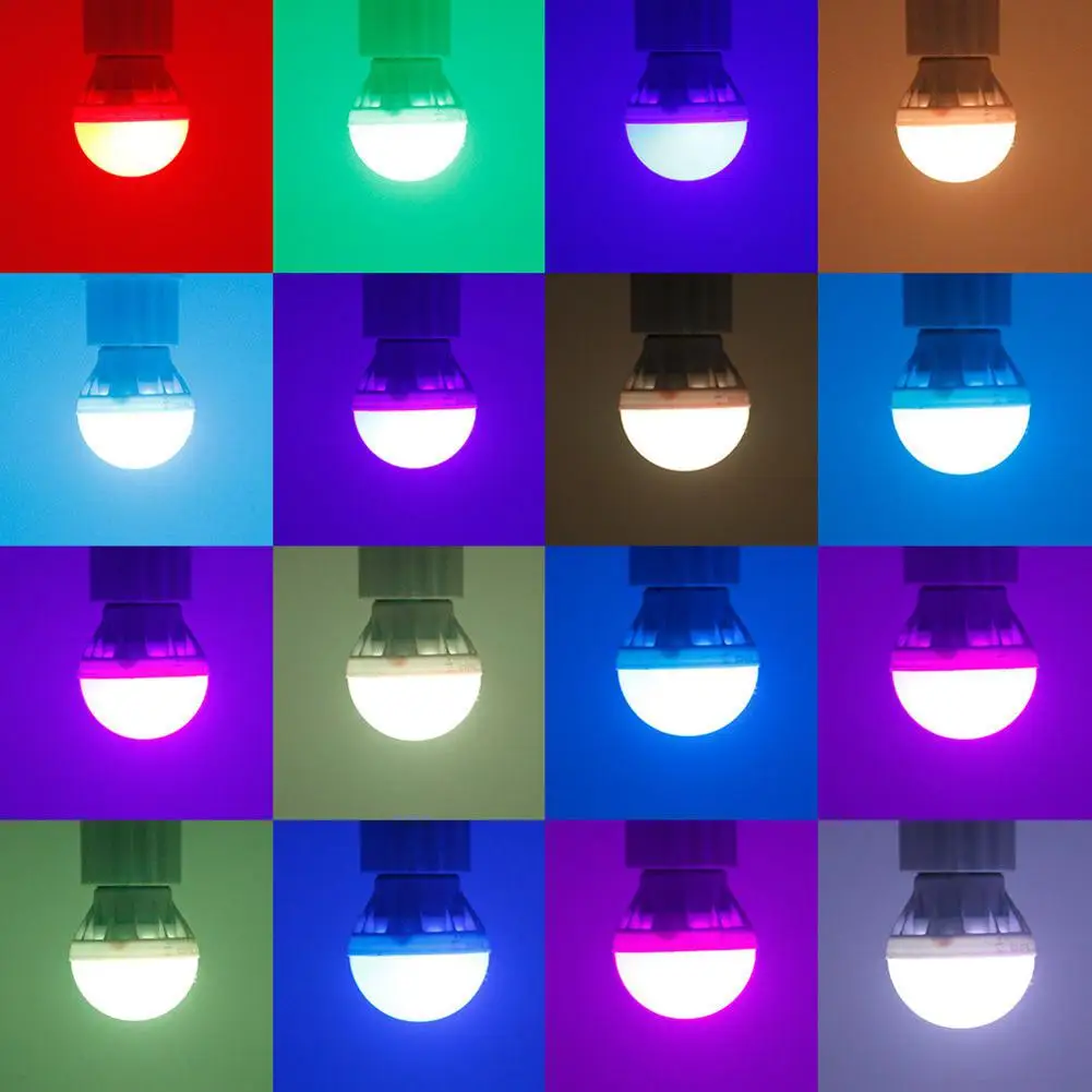 HobbyLane 3 Вт E27 16 видов цветов RGB Светодиодная лампа с дистанционным управлением для