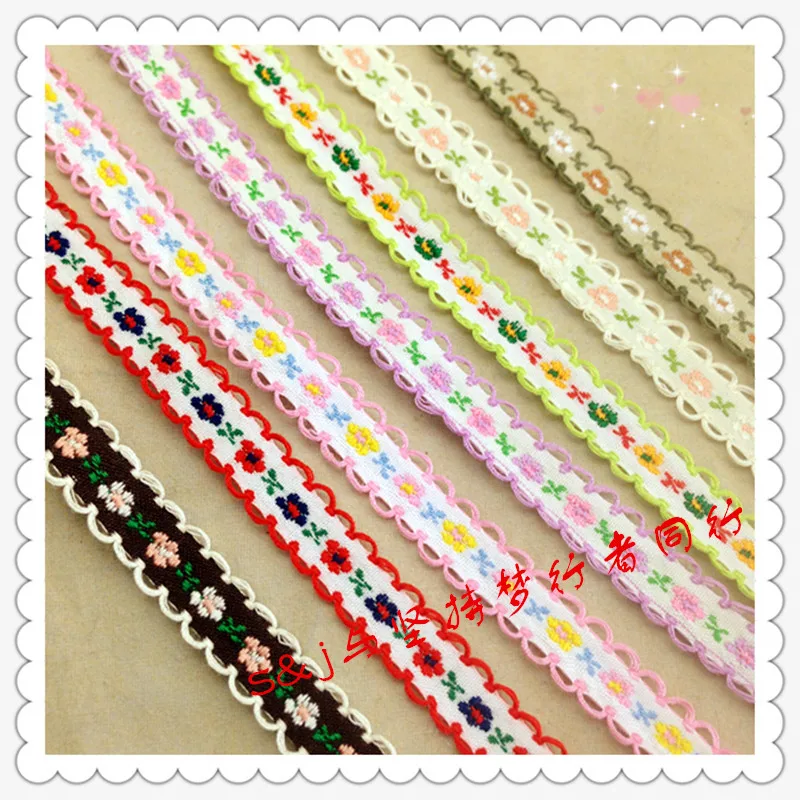 10Yard/Lot Ribbon Embroidery Bilateral Lace Trim 1.2CM Small Broken Flower DIY Manual Clothes Dress Art Materials Decorated - купить по