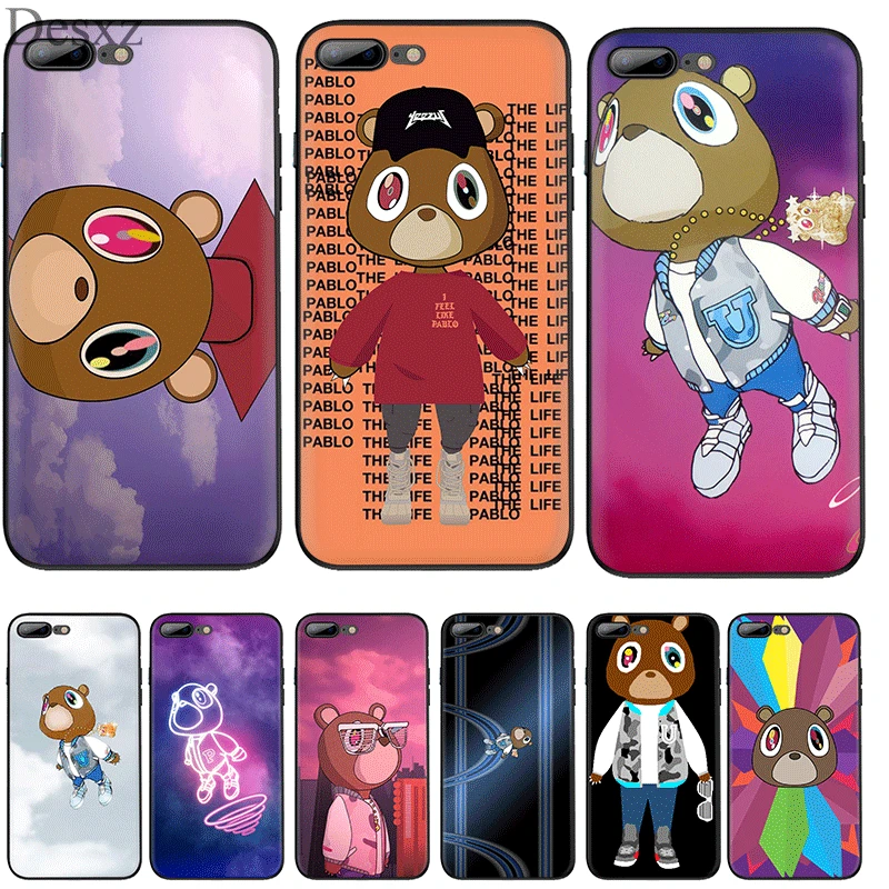 Черный мягкий ТПУ чехол Kanye West Graduation Bear для iPhone 11 Pro 5 5S SE 6 6s 7 8 Plus X XS XR Max