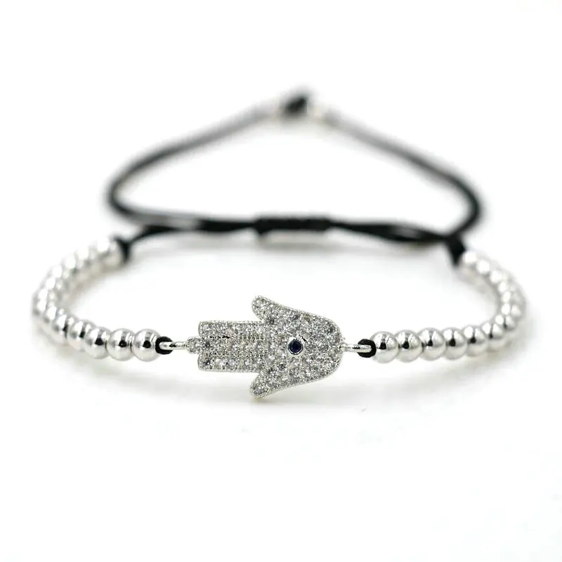 BPPCCR 4 мм Медь бусины Для женщин хамса руки счастливая красная веревочная нить