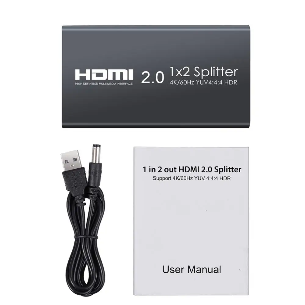 1 в 2 из HDMI 2,0 сплиттер с USB кабелем питания Поддержка 4 K/60Hz YUV 4:4:4 HDR для Xbox One X PS4 Pro Sky Box Blu-Ray плеер