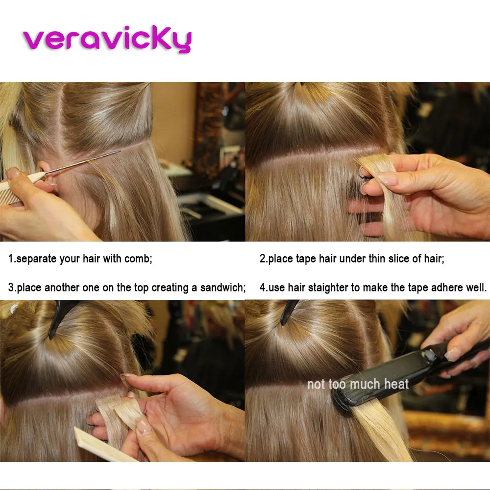Veravicky Remy пряди человеческих волос для наращивания на ленте натуральные волосы двухсторонние клейкие волосы для наращивания на Клейкой Ленте