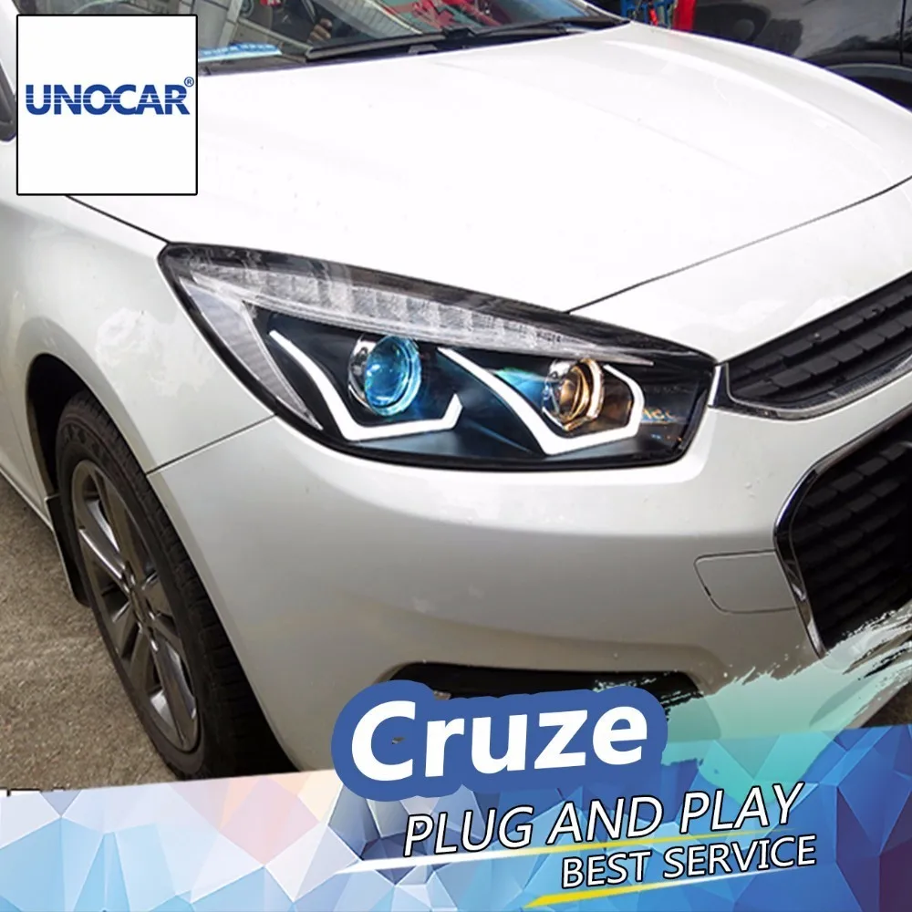 Unocar фара для Chevrolet Cruze 2015 2016 фары светодиодный фар DRL Объектив Двойной Луч