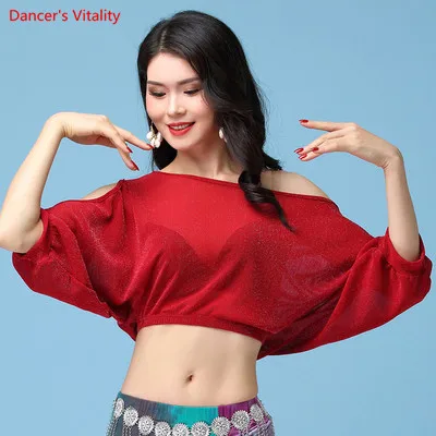 red top Женская Профессиональная Серебряная пряжа для живота/длинная хлопчатобумажная юбка набор для танца живота набор для девочек - Цвет: red top