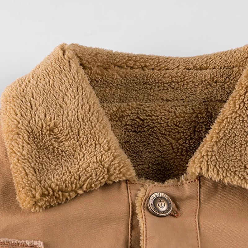 Мужская Военная тактическая куртка LetsKeep 2017 Черная с меховым воротником теплая