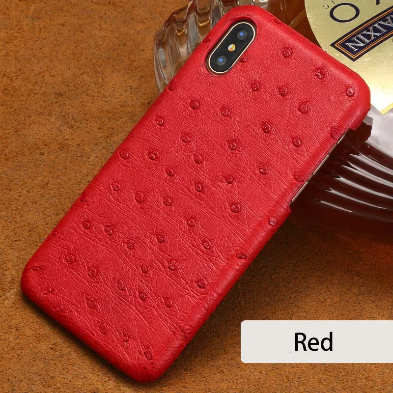 Red Для iPhone X чехол из натуральной страусиной кожи ультра тонкая задняя крышка для iPhone 6 6S 7 8 Plus 5 5S SE чехол s - Цвет: Red