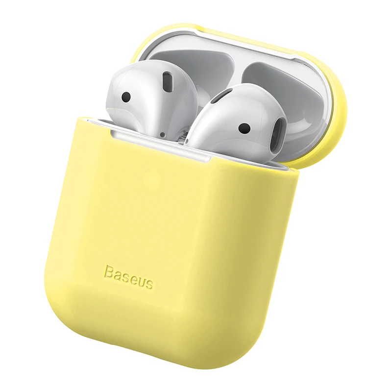 YELLOW Чехол Baseus для наушников AirPods, Цветной силиконовый чехол для AirPods 2, 1 чехол, беспроводной Bluetooth чехол для наушников Airpods - Цвет: YELLOW